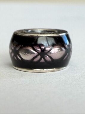 Pandora ALE S925 Purple Murano Glass Floral Charm Bead